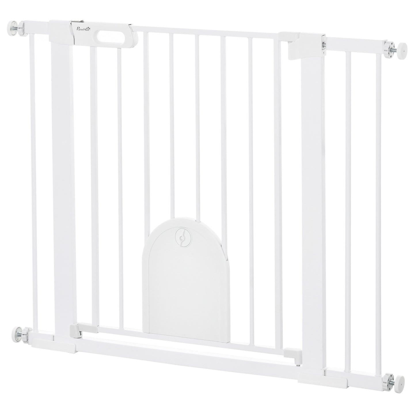 Pet Gate, Adjustable with Small Door, Steel & Plastic, White