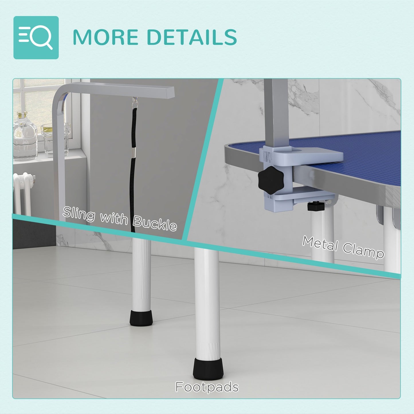 Pet Grooming Table – Metal, Blue, Non-Slip Surface