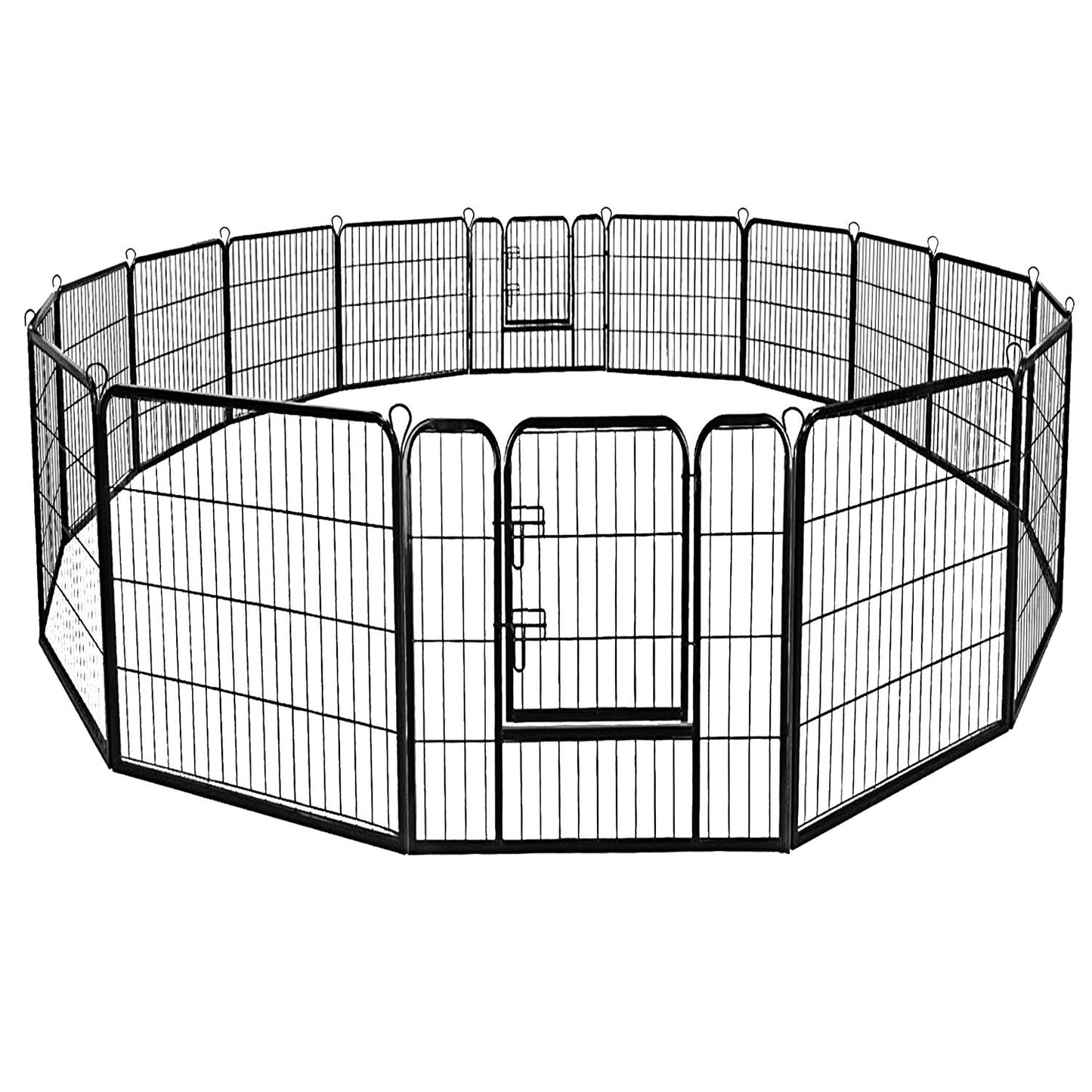 Pet Playpen, 8-Panel Foldable Metal Fence, Black