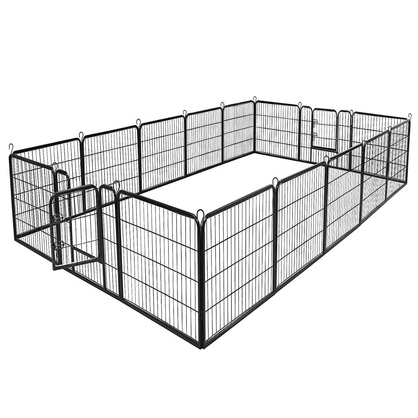 Pet Playpen, 8-Panel Foldable Metal Fence, Black