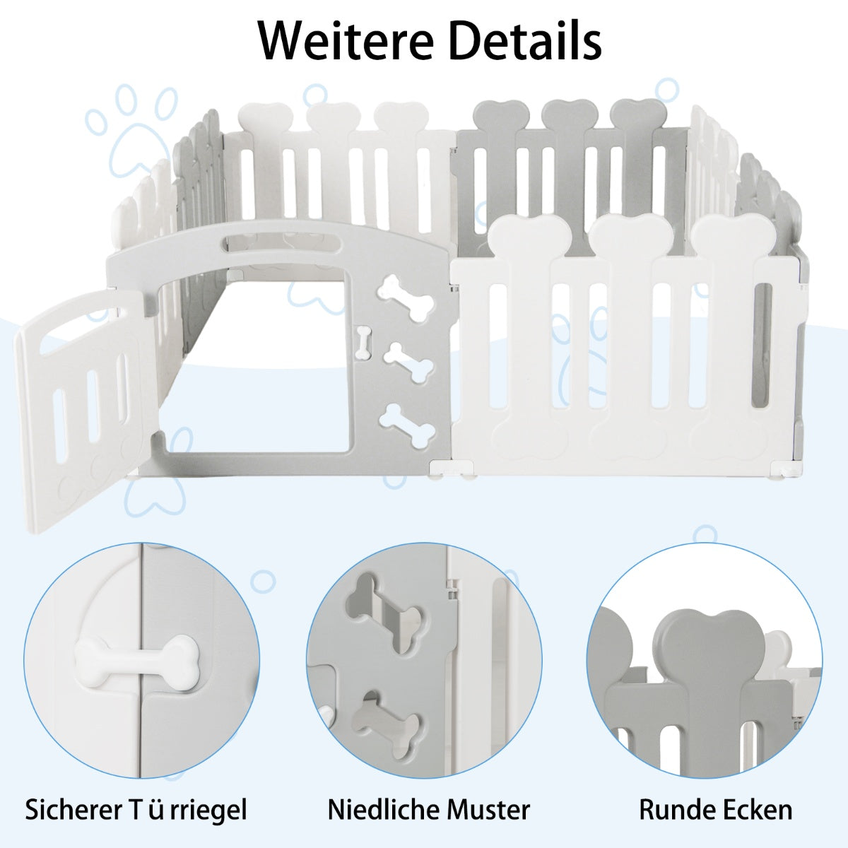 Pet Playpen, 8-Panel, HDPE, Indoor/Outdoor, 35cm Height