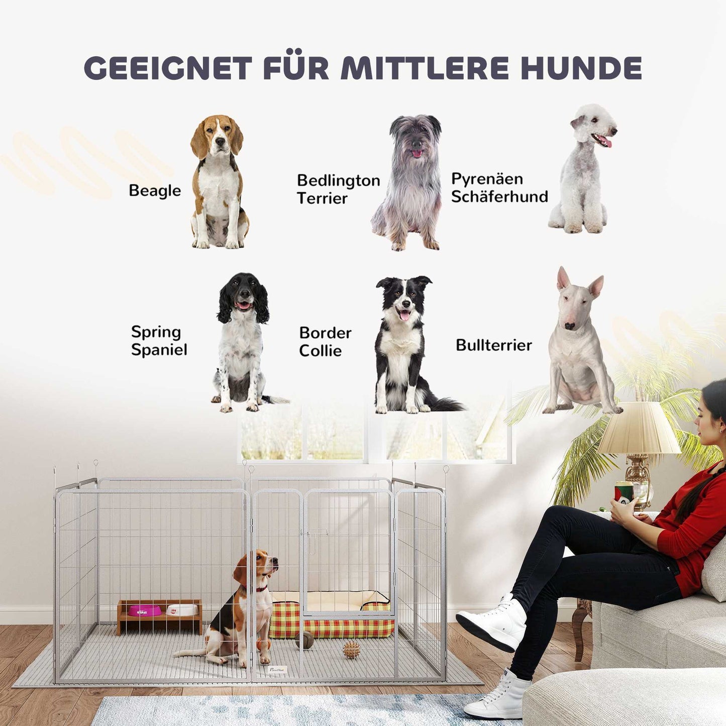 Pet Playpen, 8 Panels, Foldable Steel, Indoor/Outdoor