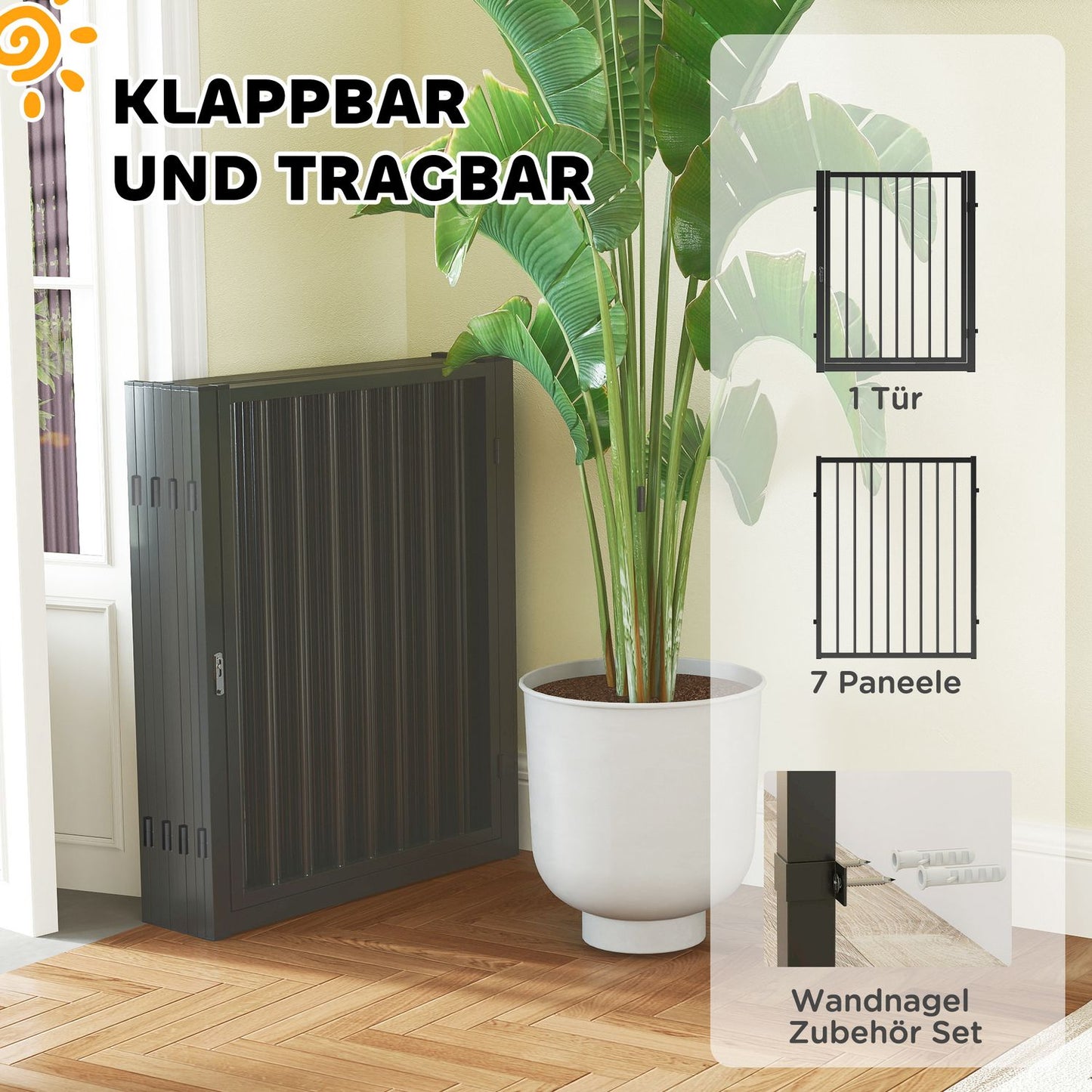 Pet Playpen, Indoor/Outdoor, 8 Panels, Steel, Black