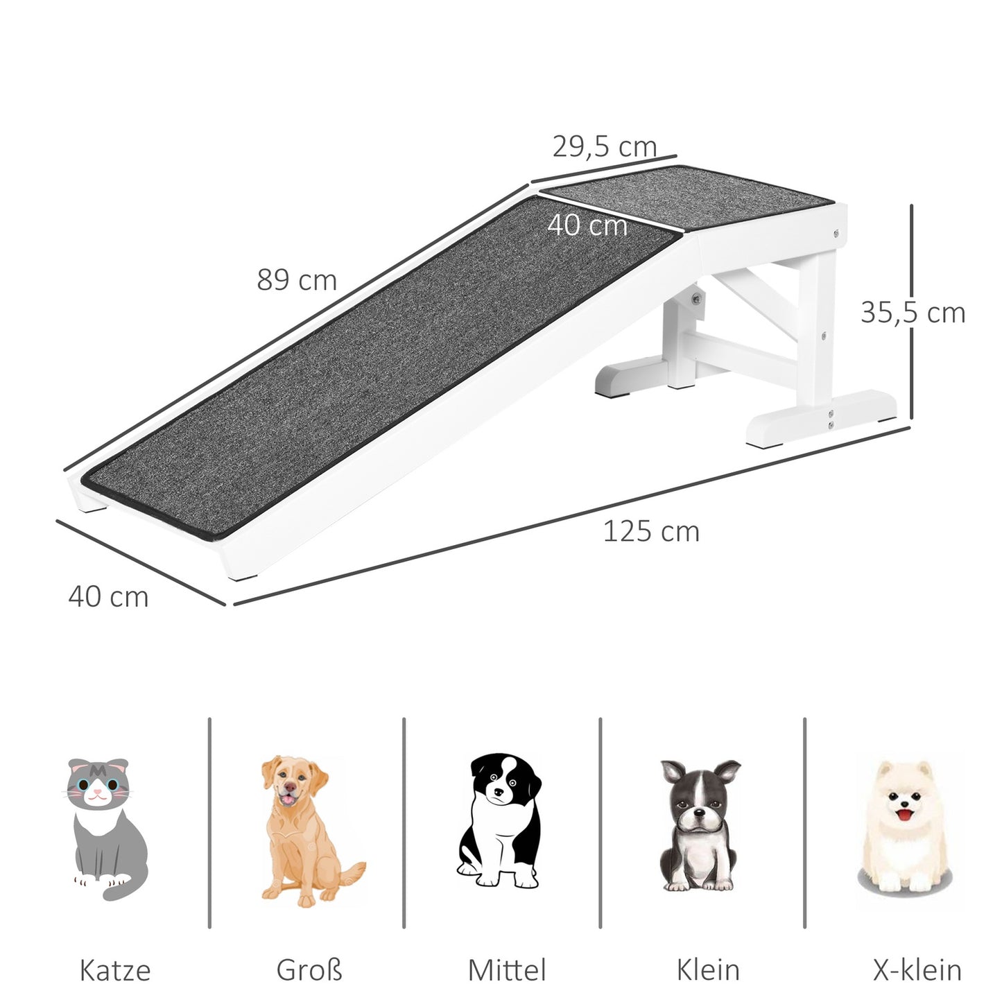 Dog ramp with non-slip mat, pine, 30 kg capacity