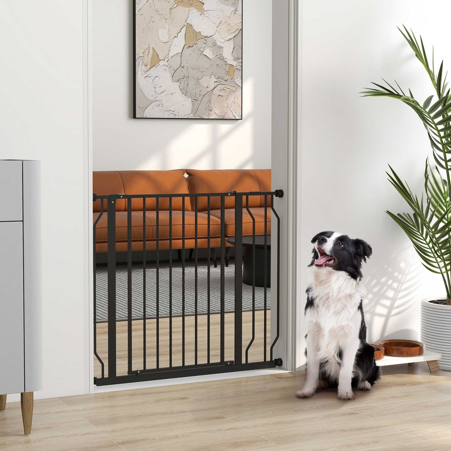 Pet Safety Gate, Adjustable 75-95 cm, Steel/ABS, Black