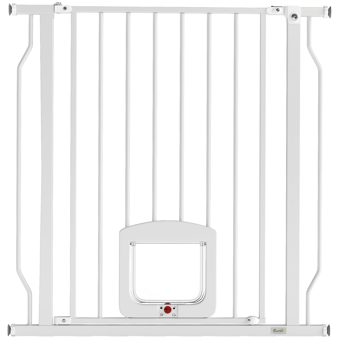 Pet Safety Gate with Cat Flap, No Drill, 75-85 cm, Steel