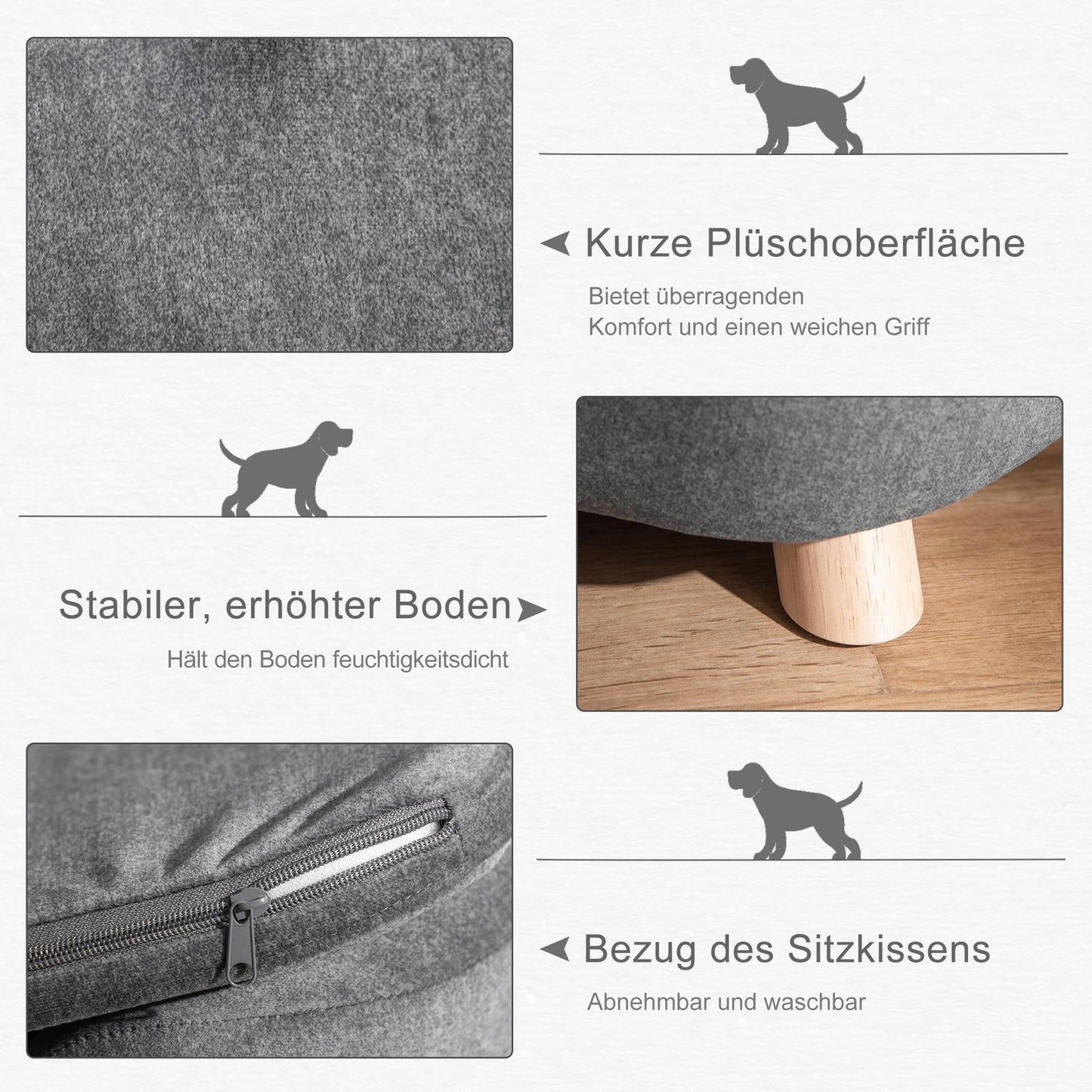 Sofa bed for pets with cushion, plush foam, 70x47x30 cm
