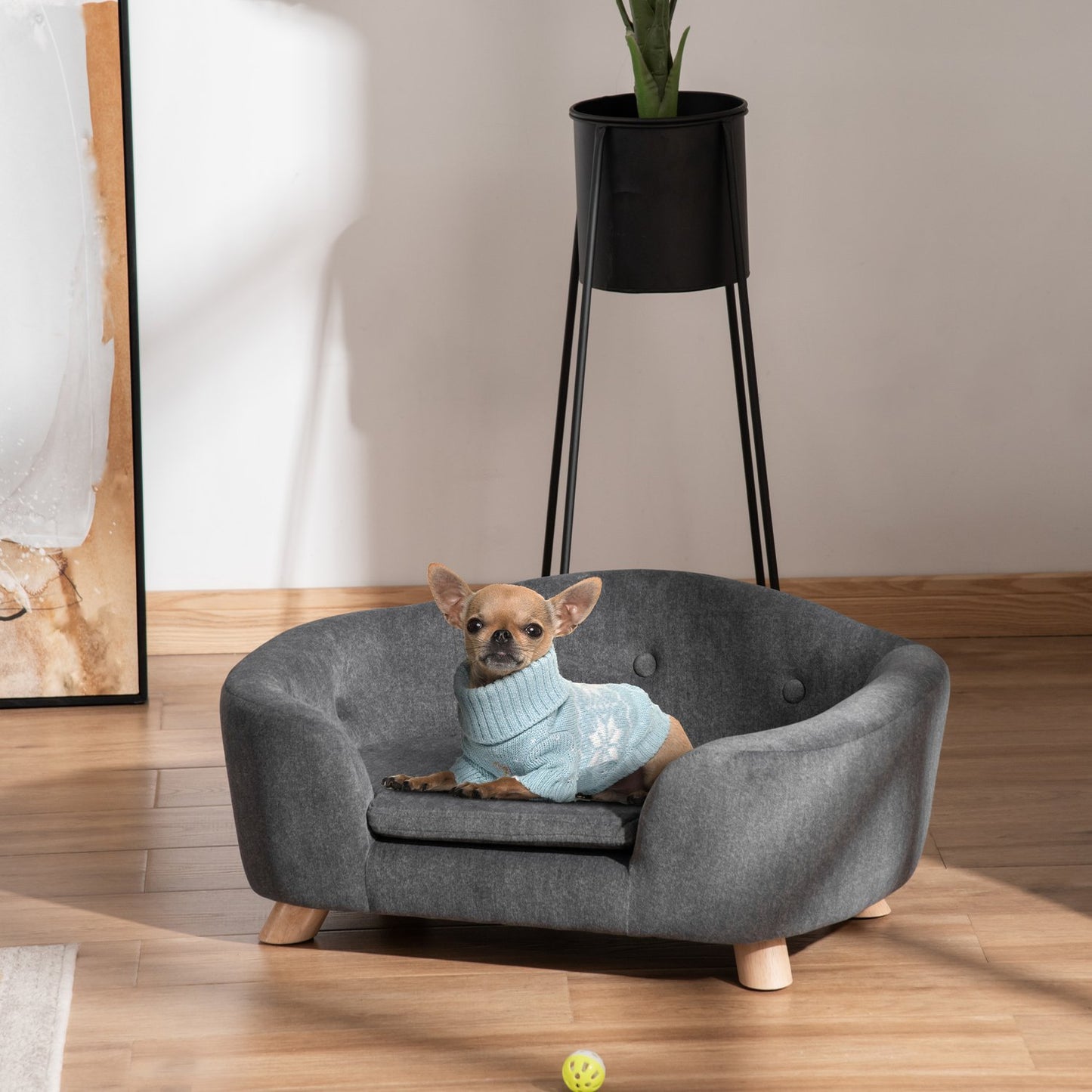 Sofa bed for pets with cushion, plush foam, 70x47x30 cm