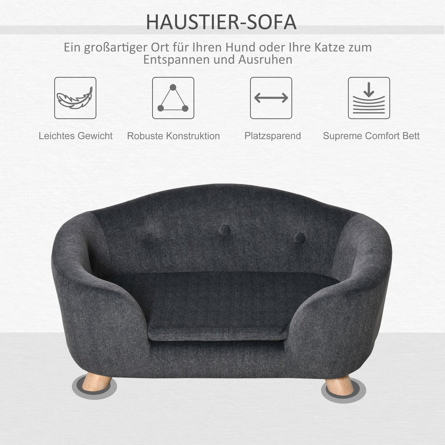 Sofa bed for pets with cushion, plush foam, 70x47x30 cm