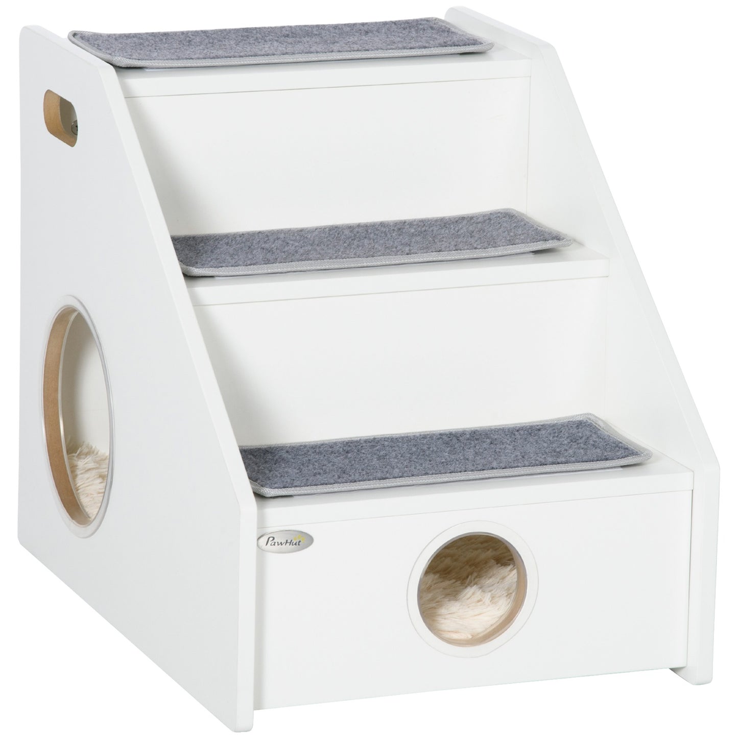Pet Stairs 3-step ramp with cave and non-slip plush mats