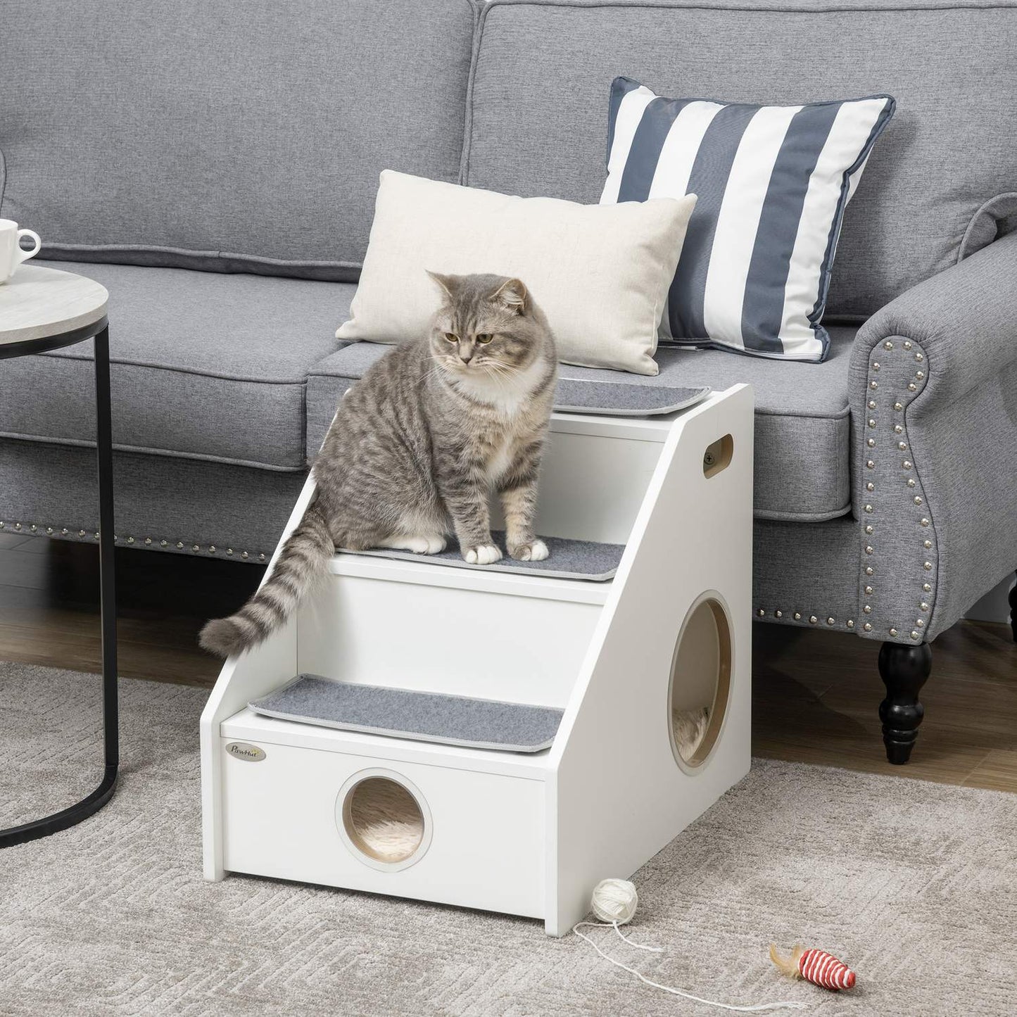Pet Stairs 3-step ramp with cave and non-slip plush mats