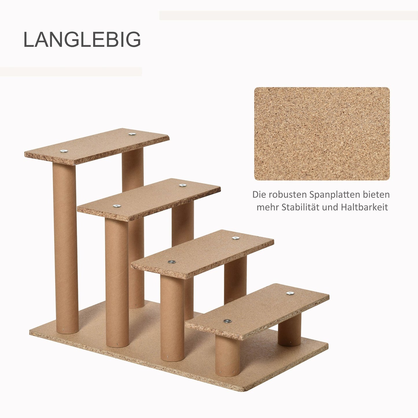 Pet stairs, 4-step ramp with removable cover, beige