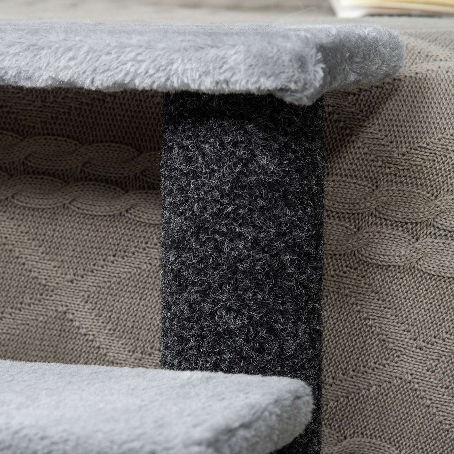 Pet step with scratching post, 4 steps grey, 60x40x64 cm