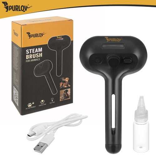 Pet Steam Brush – Electric, Self-Cleaning, USB Rechargeable