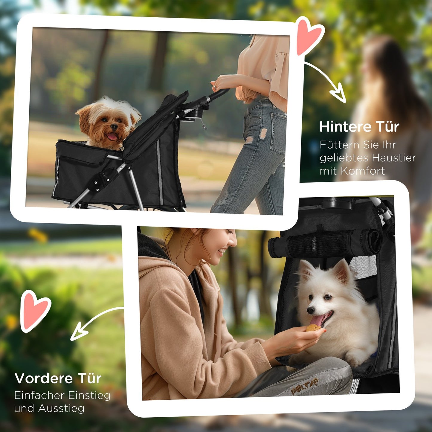 Pet Stroller for Small Dogs, Foldable, Black, 10kg Capacity