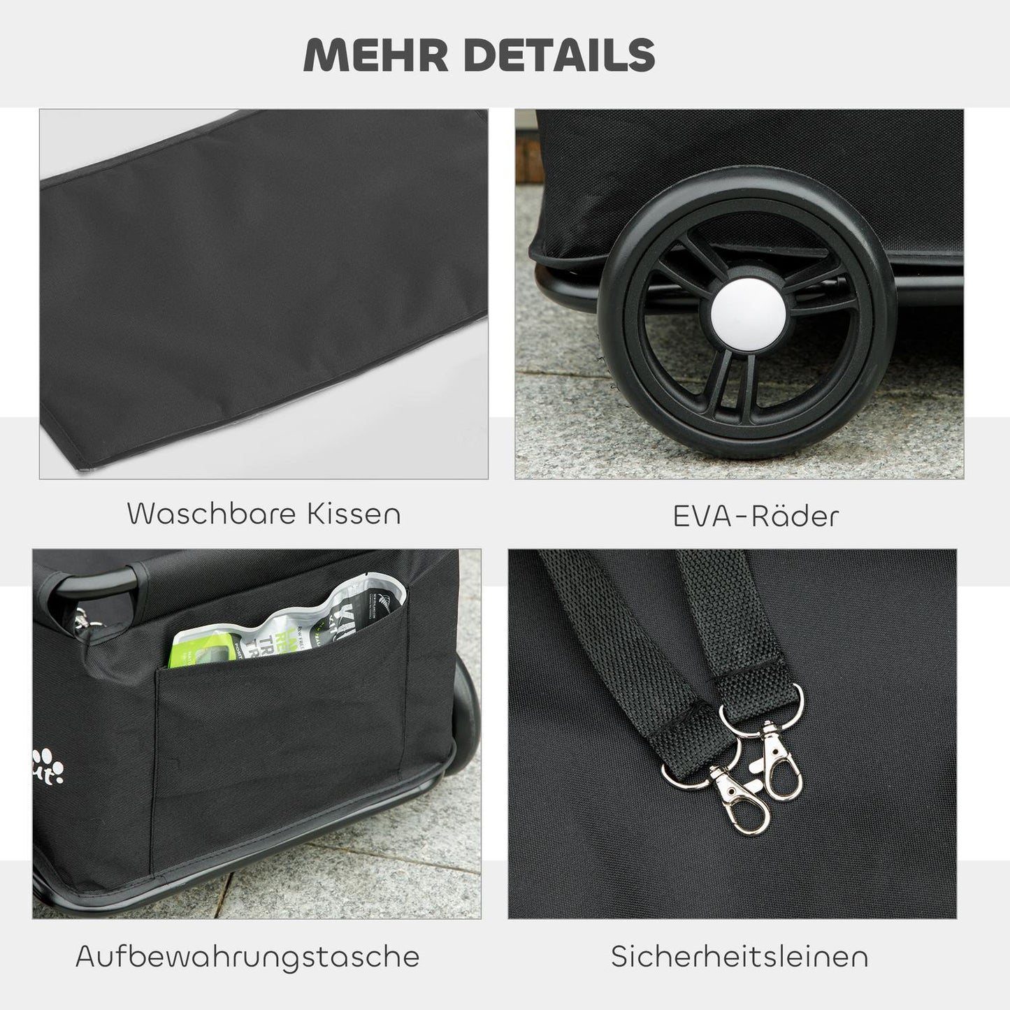 Pet Stroller with Adjustable Handle, Foldable Design