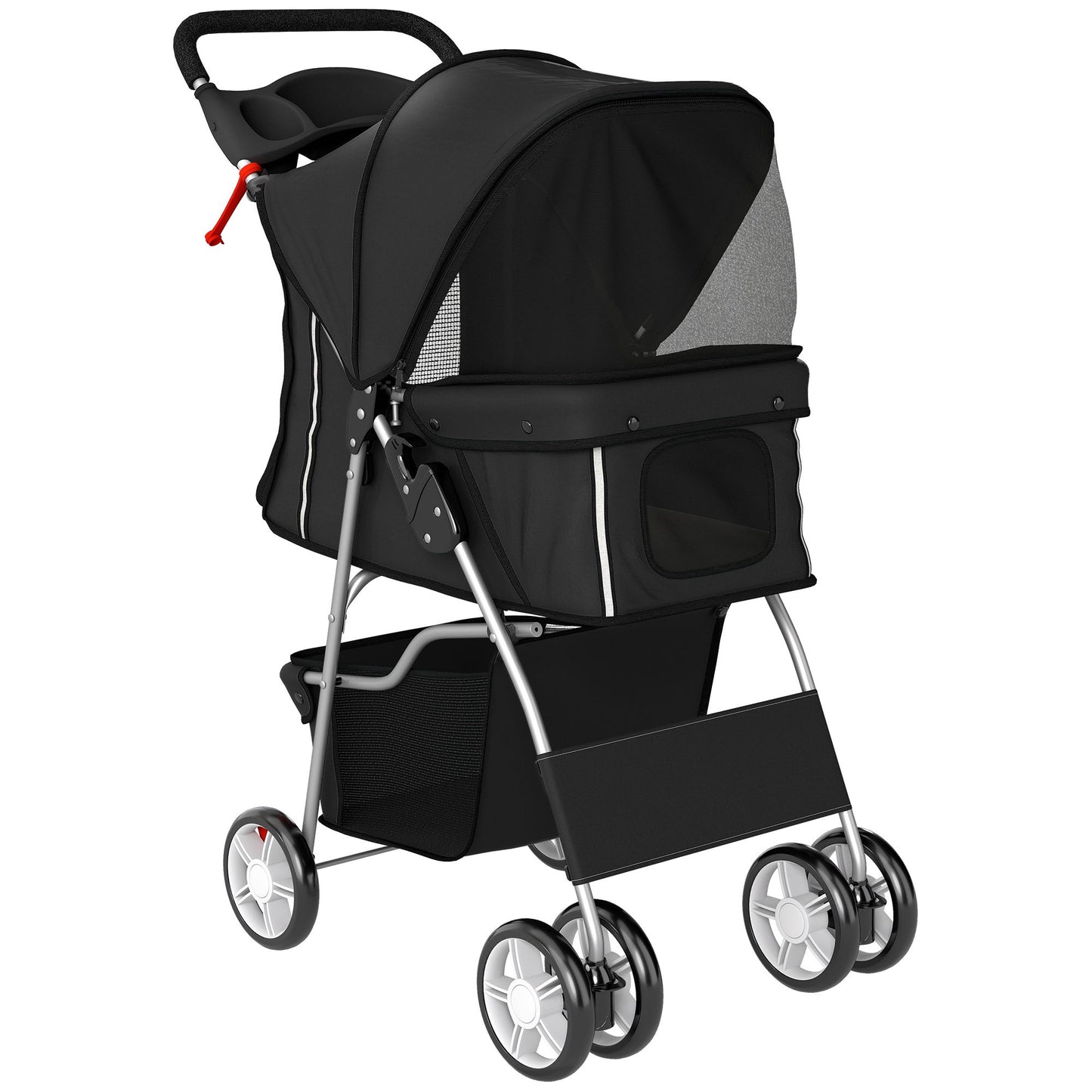 Pet Stroller with Mesh Windows, Foldable, for Small Pets