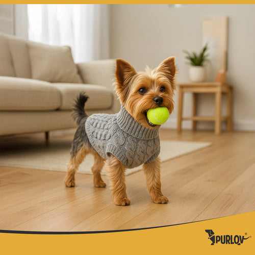Pet Sweater, Gray, Size M, Warm Winter Knit