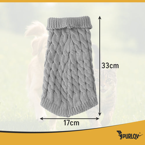 Pet Sweater, Gray, Size M, Warm Winter Knit
