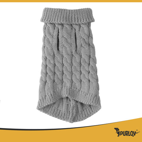 Pet Sweater, Gray, Size M, Warm Winter Knit