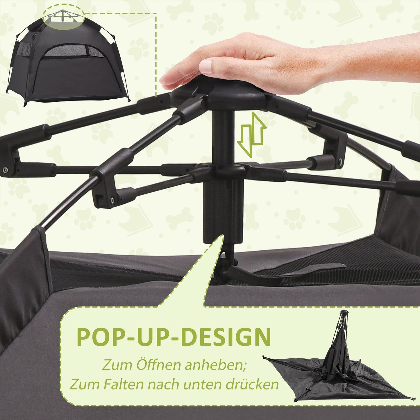 Outdoor Pet Tent - Dark Gray with Mesh Window and Carry Bag