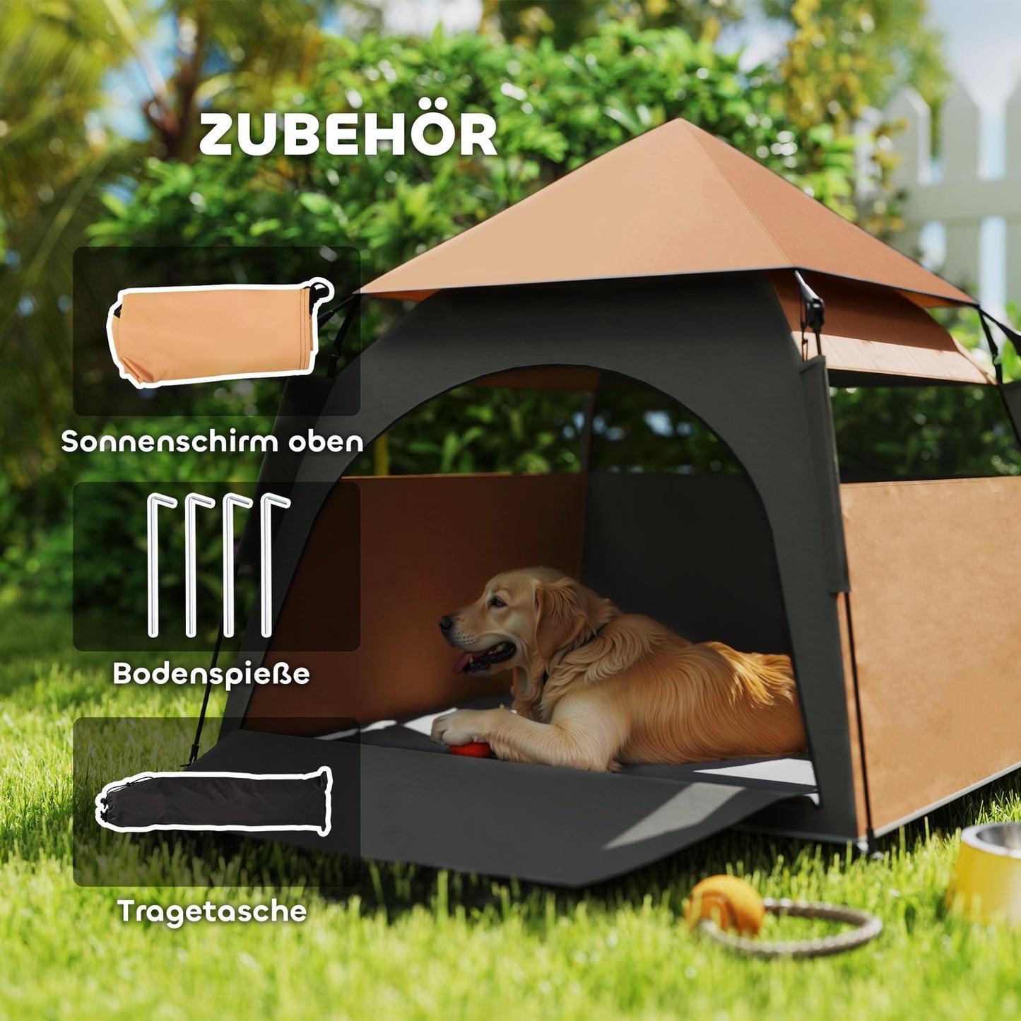 Outdoor Pet Tent - Mesh Window, Sunroof, Dark Brown