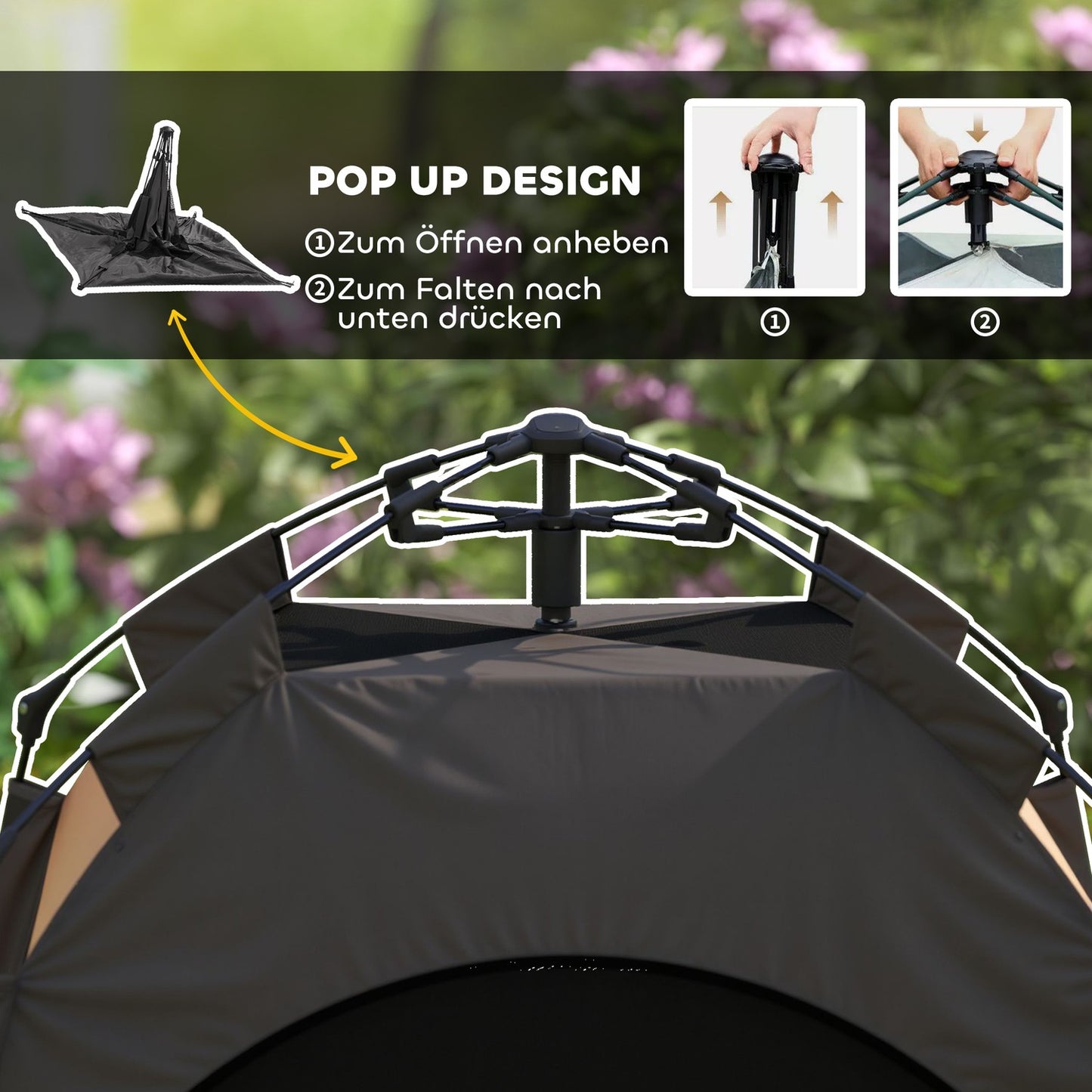 Outdoor Pet Tent - Mesh Window, Sunroof, Dark Brown