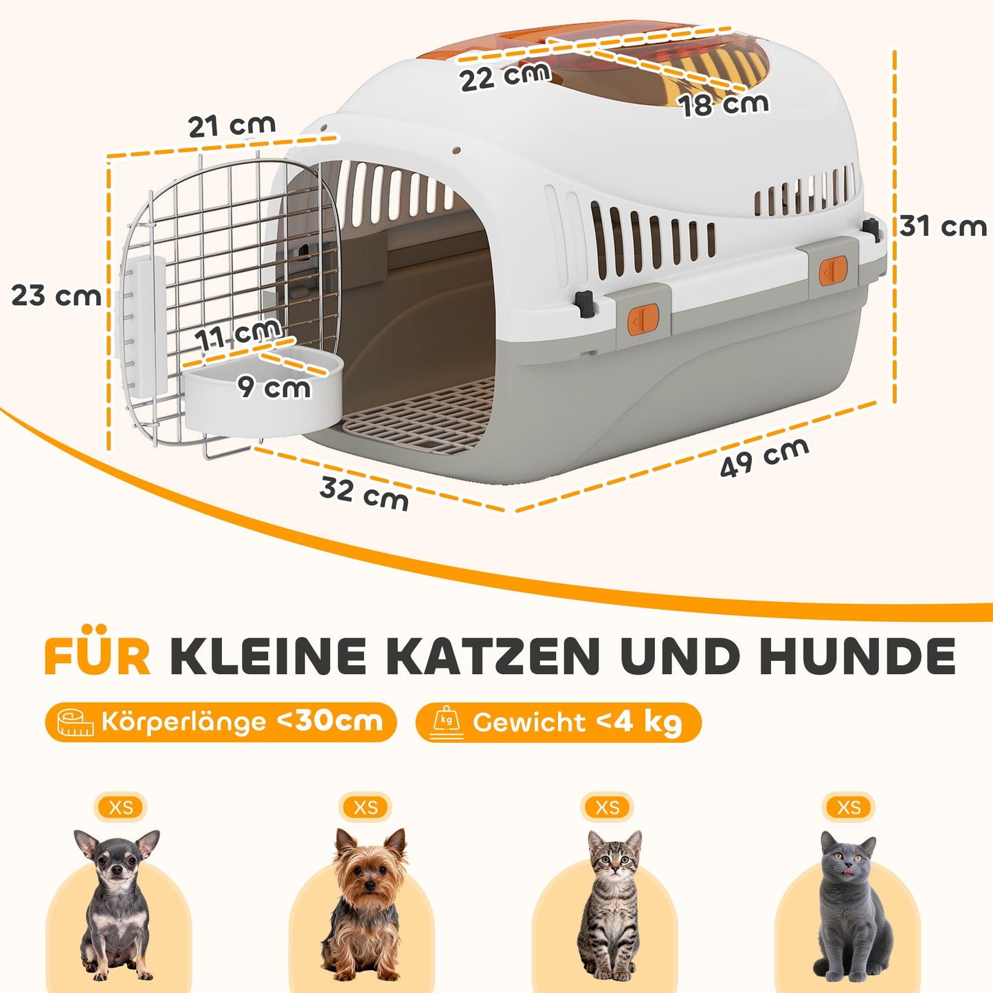 Pet Transport Box for Cats and Mini Dogs up to 4kg