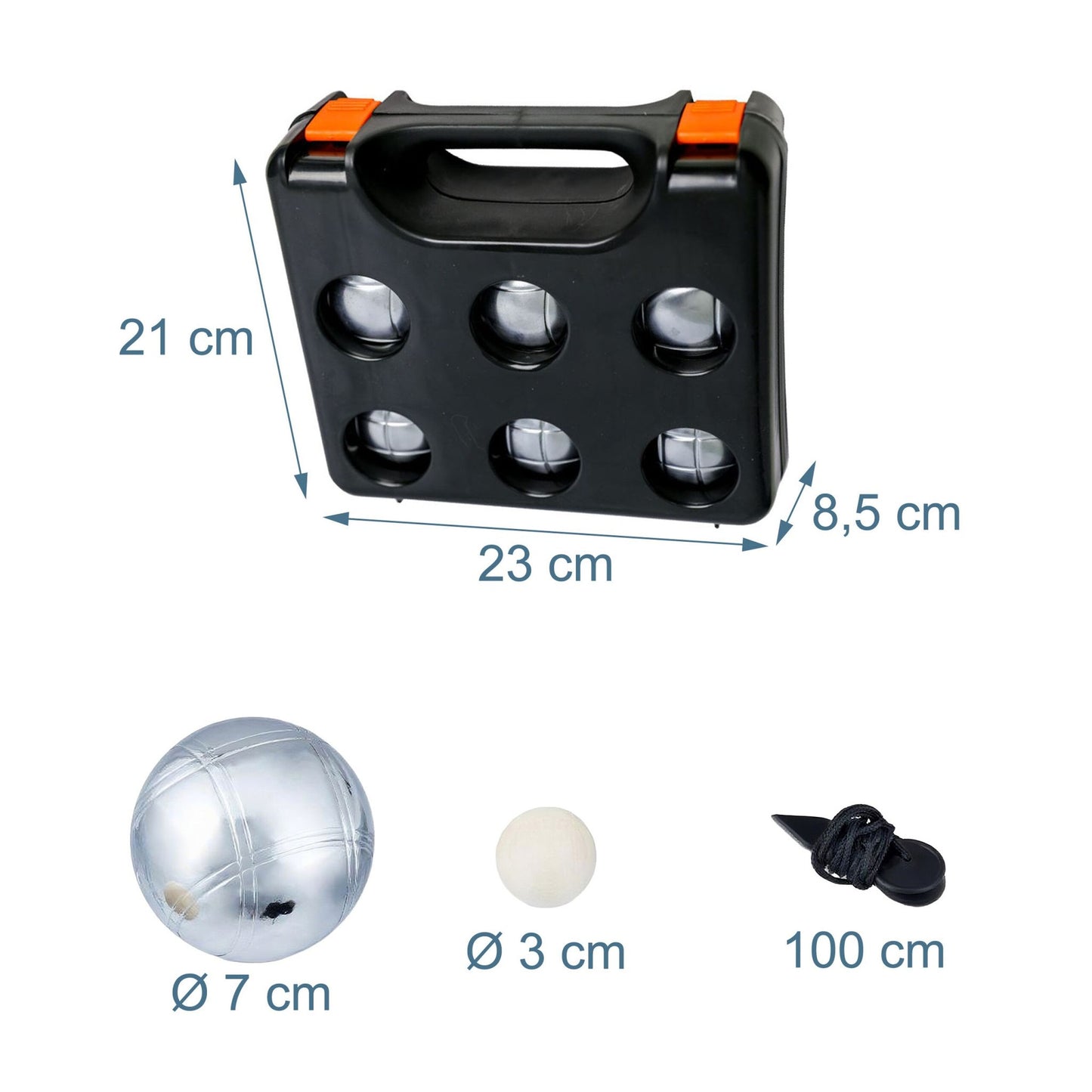 Petanque Boules Set, 6 Balls with Case & Accessories