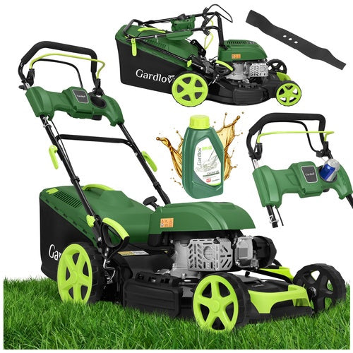 Petrol Lawn Mower, 196cc Engine, 4-in-1, 60L Basket