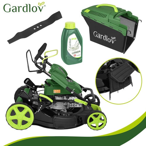 Petrol Lawn Mower, 196cc Engine, 4-in-1, 60L Basket