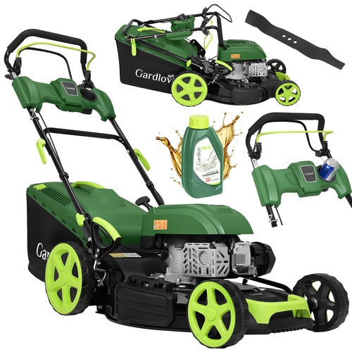 Petrol Lawn Mower, 196cc Engine, 4-in-1, 60L Basket