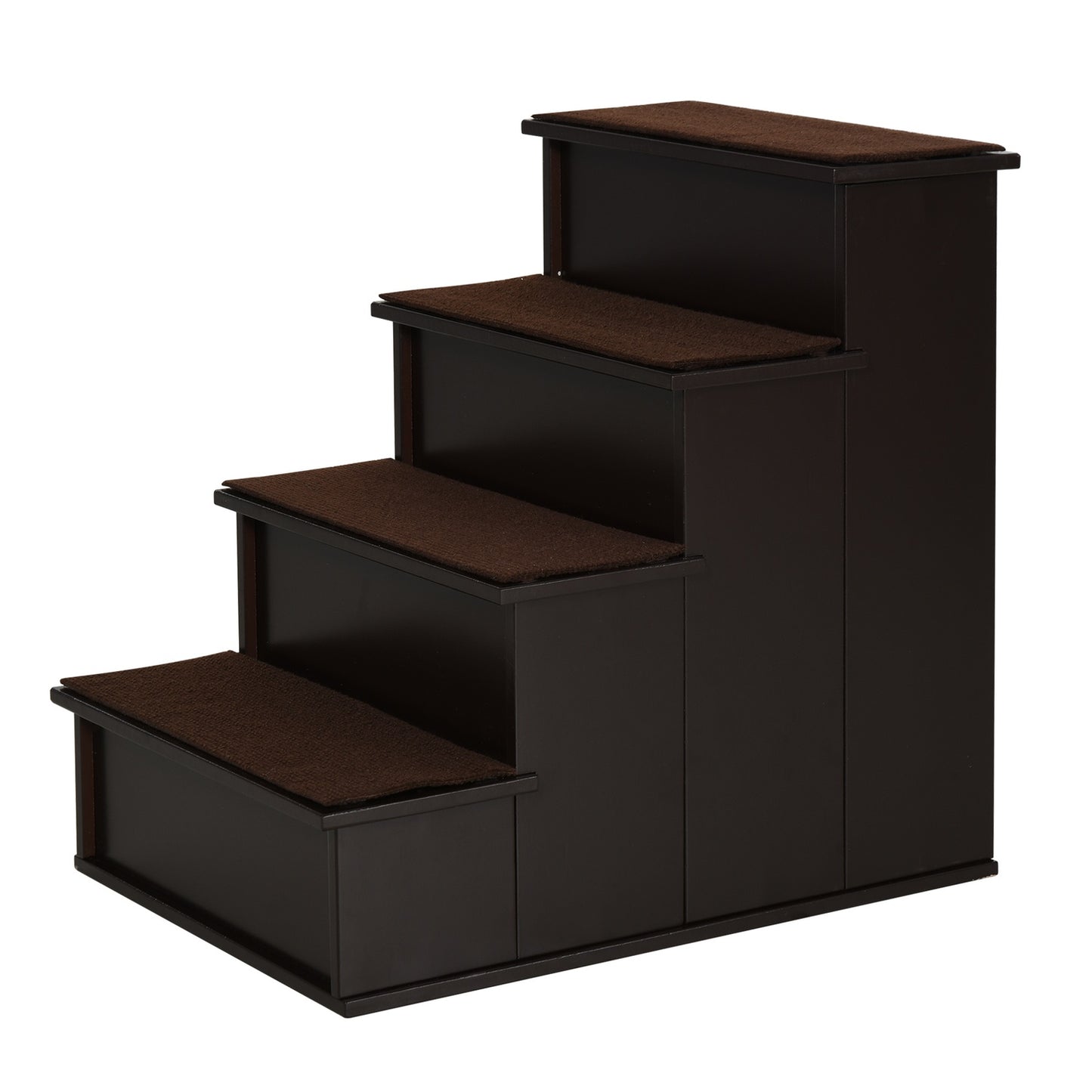 Pet stairs with carpet - MDF, dark brown, 40x59x54 cm
