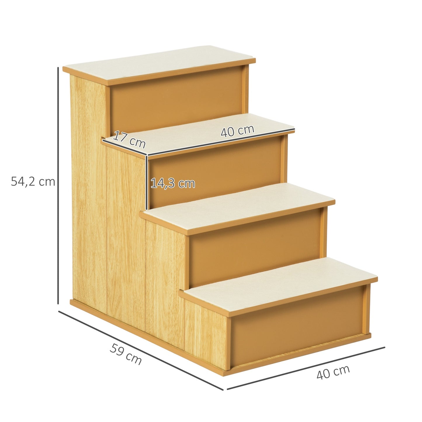 Pet Stairs for Dogs/Cats, 4 Steps, MDF, Up to 30 kg