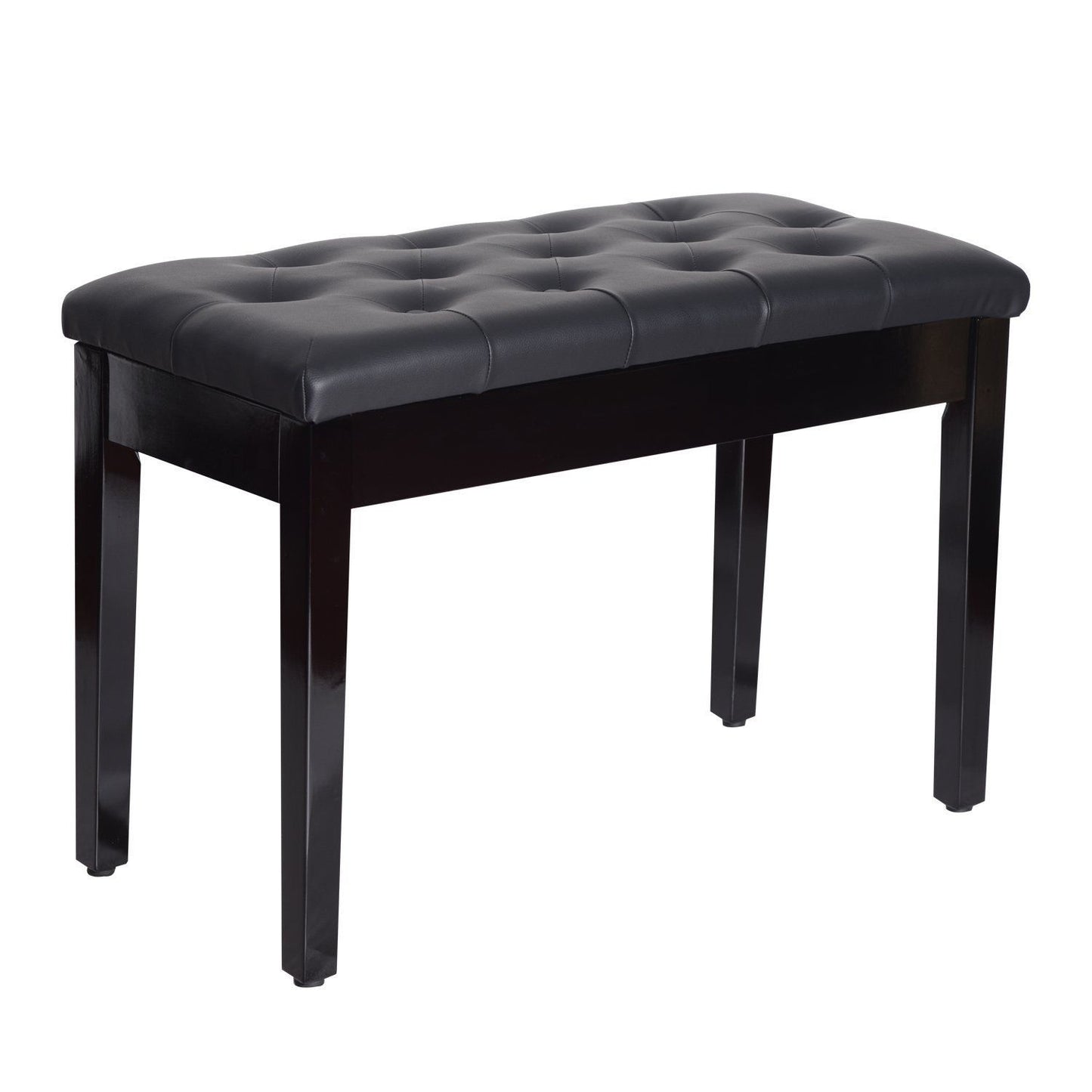 Black Piano bench in artificial leather with storage, 76x36x50 cm