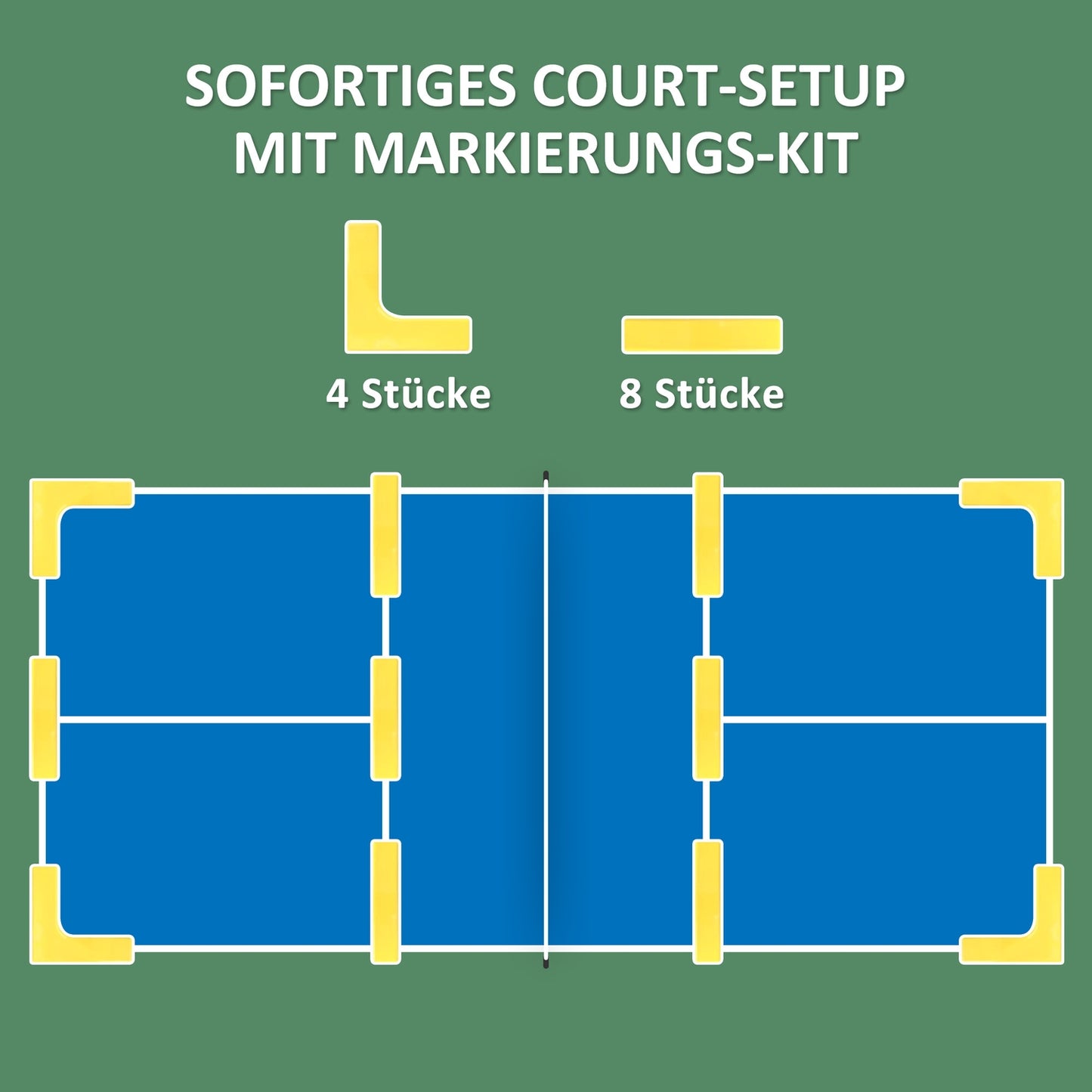 Portable 6.7m pickleball net set with court markers