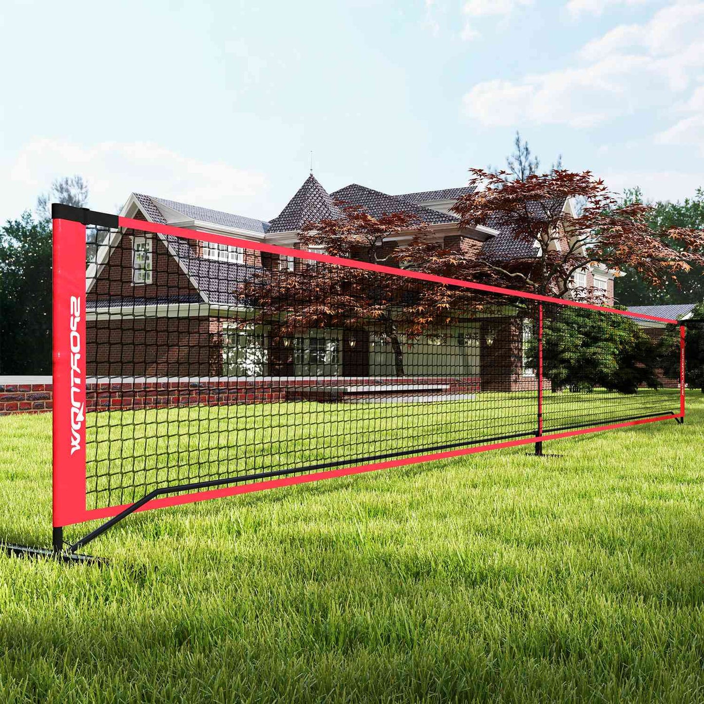 Portable 6.7m pickleball net set with court markers