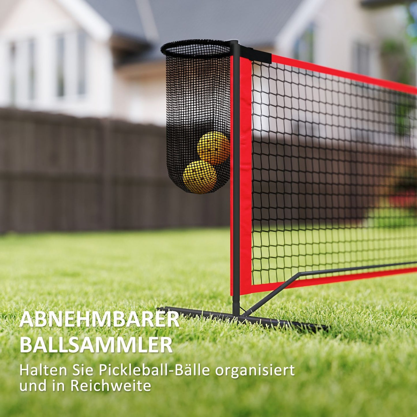Portable 6.7m pickleball net set with court markers