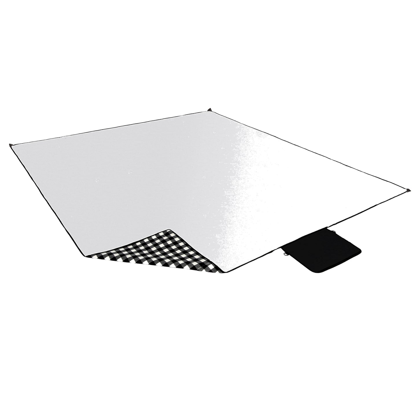 Picnic Mat, White-Black, 200x200 cm, PE + Aluminum