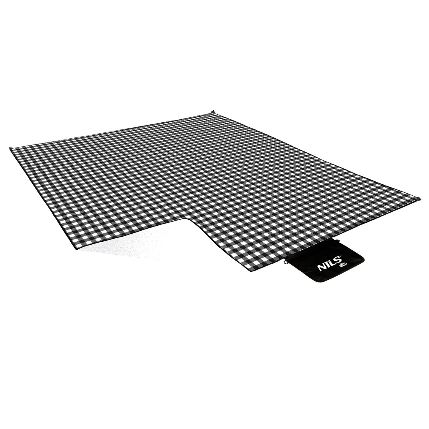 Picnic Mat, White-Black, 200x200 cm, PE + Aluminum