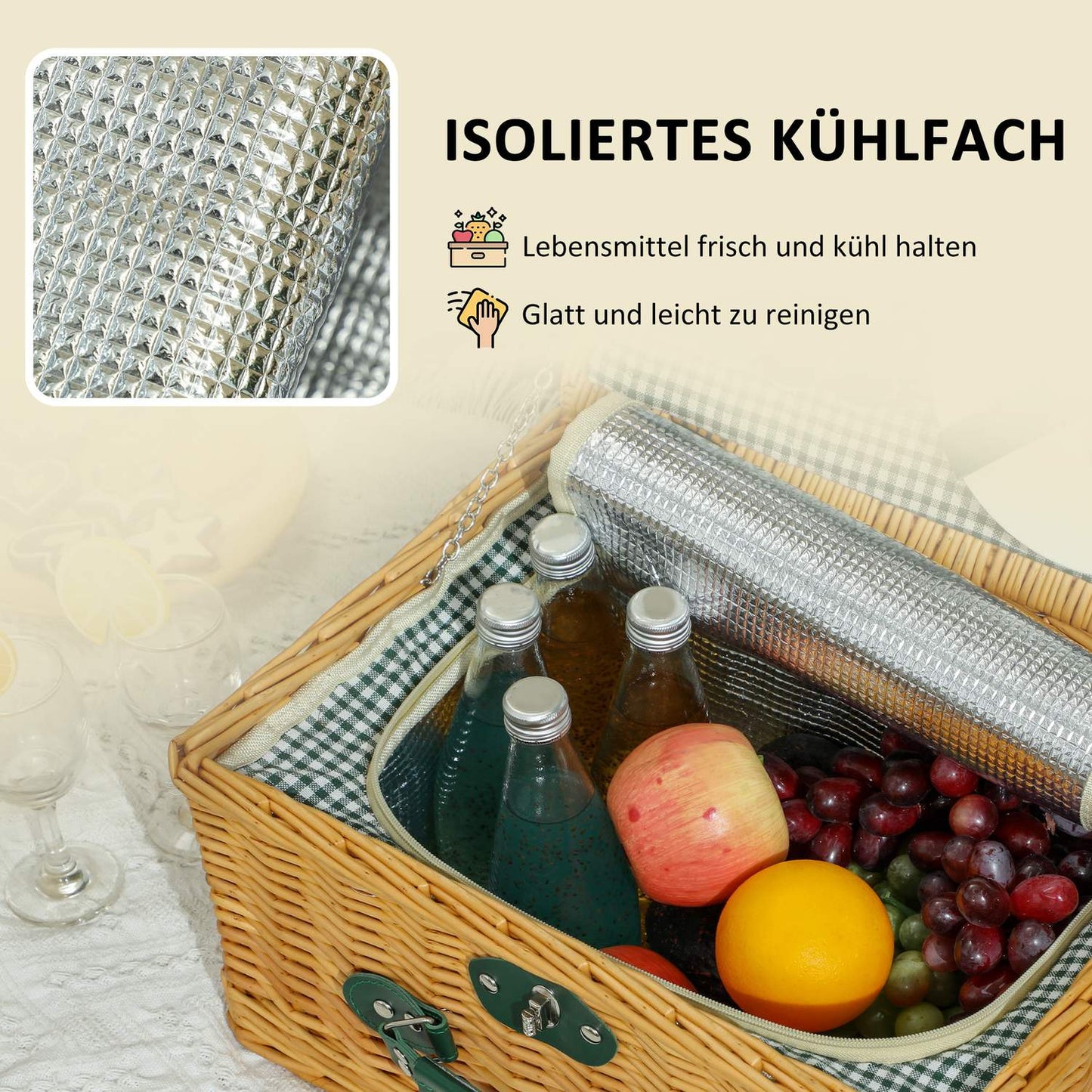 Arrow basket for 2 with cooler and cutlery