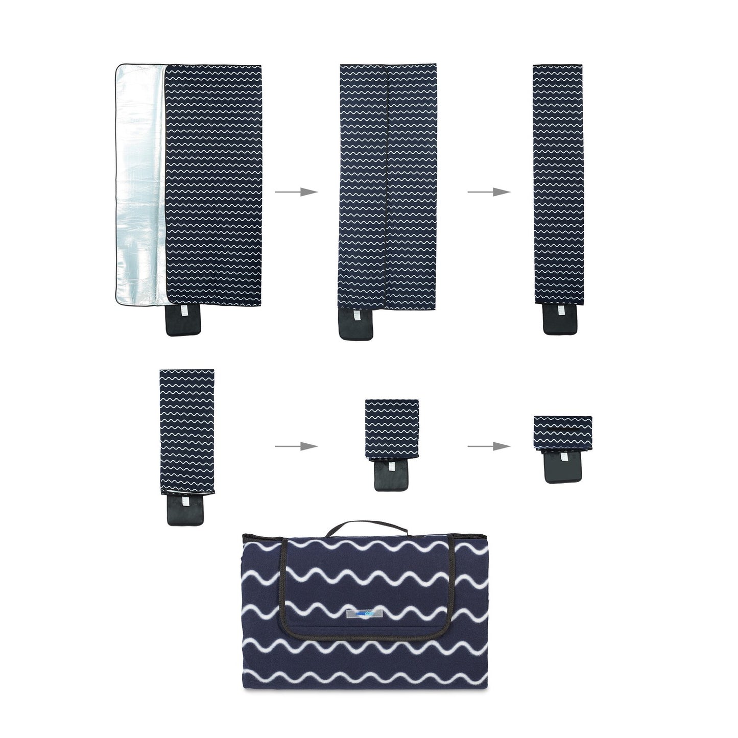 Picnic blanket 200 x 200 cm wave pattern