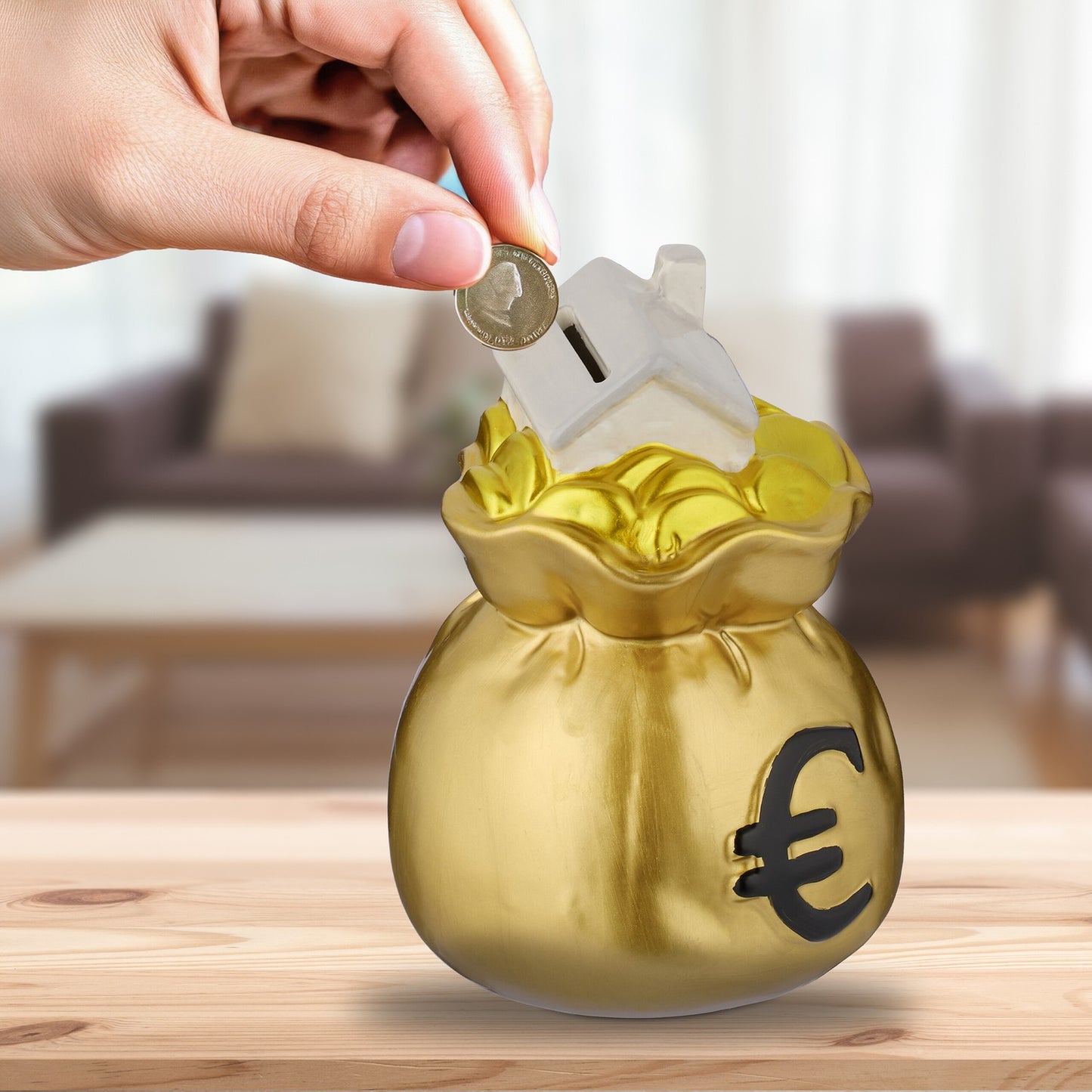 Piggy bank in money bag