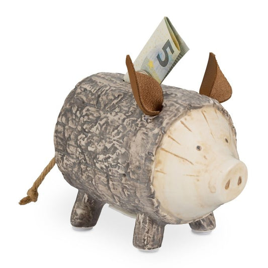 Piggy bank with bark