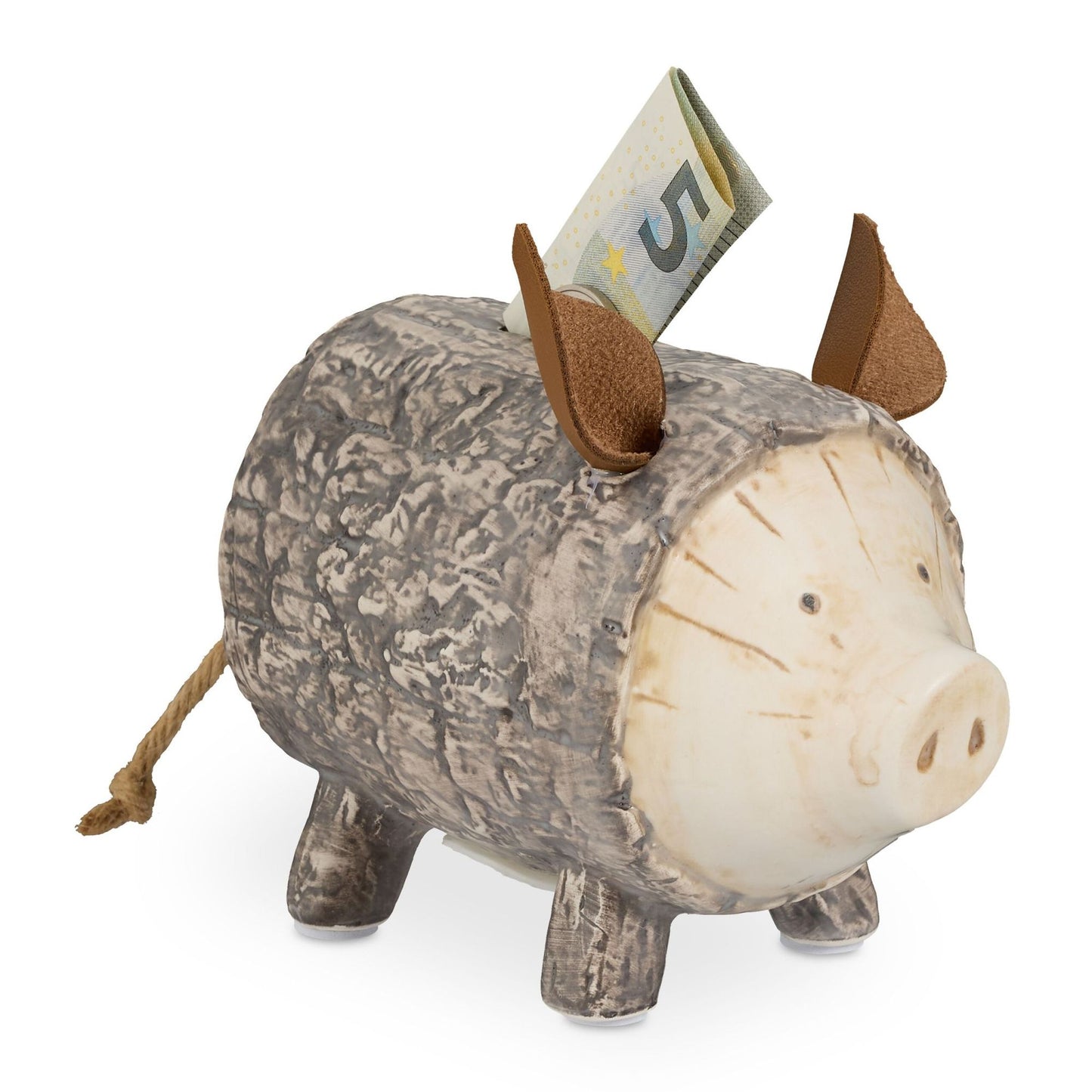 Piggy bank with bark