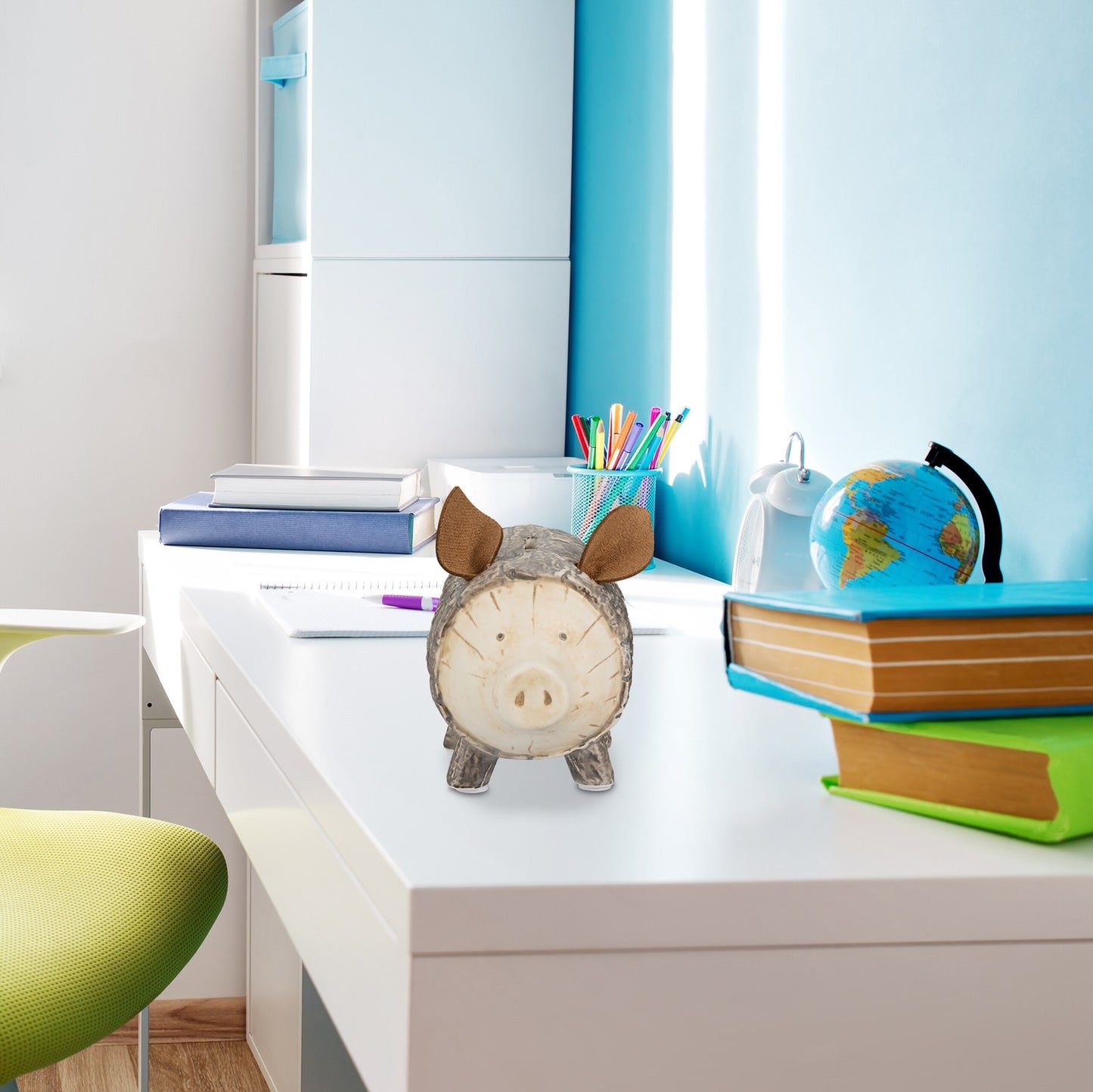 Piggy bank with bark