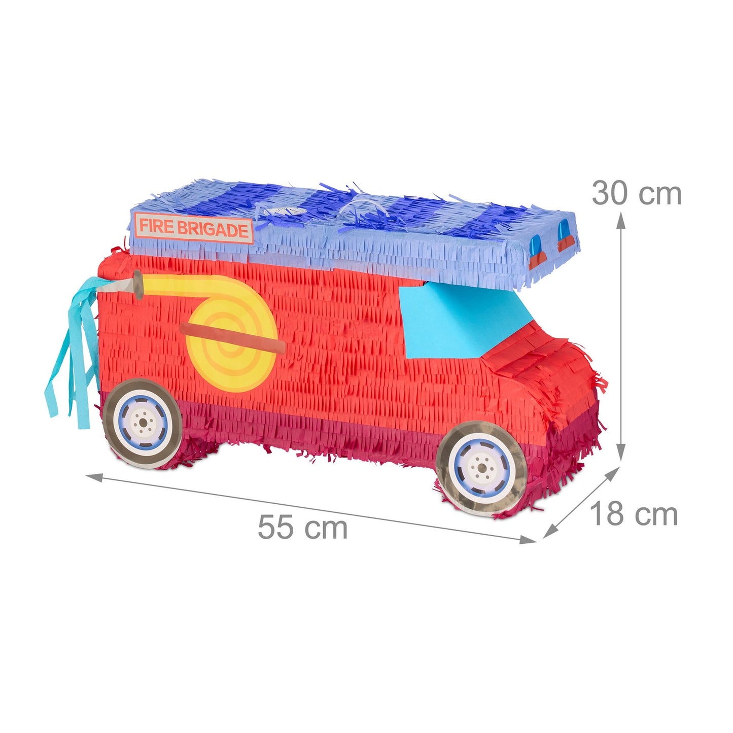 Pinata fire engine with stick and mask