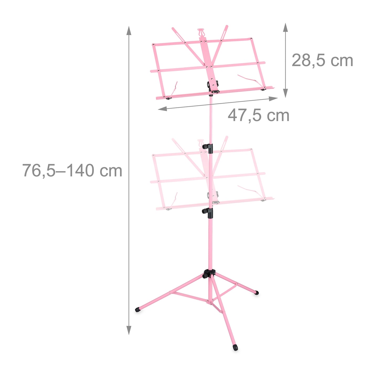 Pink Folding Metal Music Stand with Adjustable Height