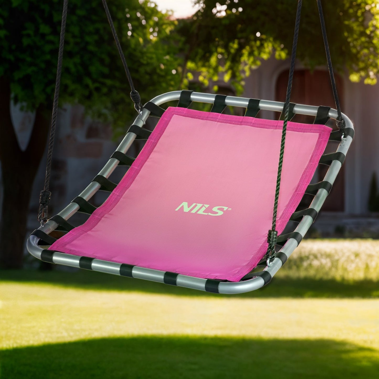 Pink Saucer Swing for Kids, Outdoor Fun Seat