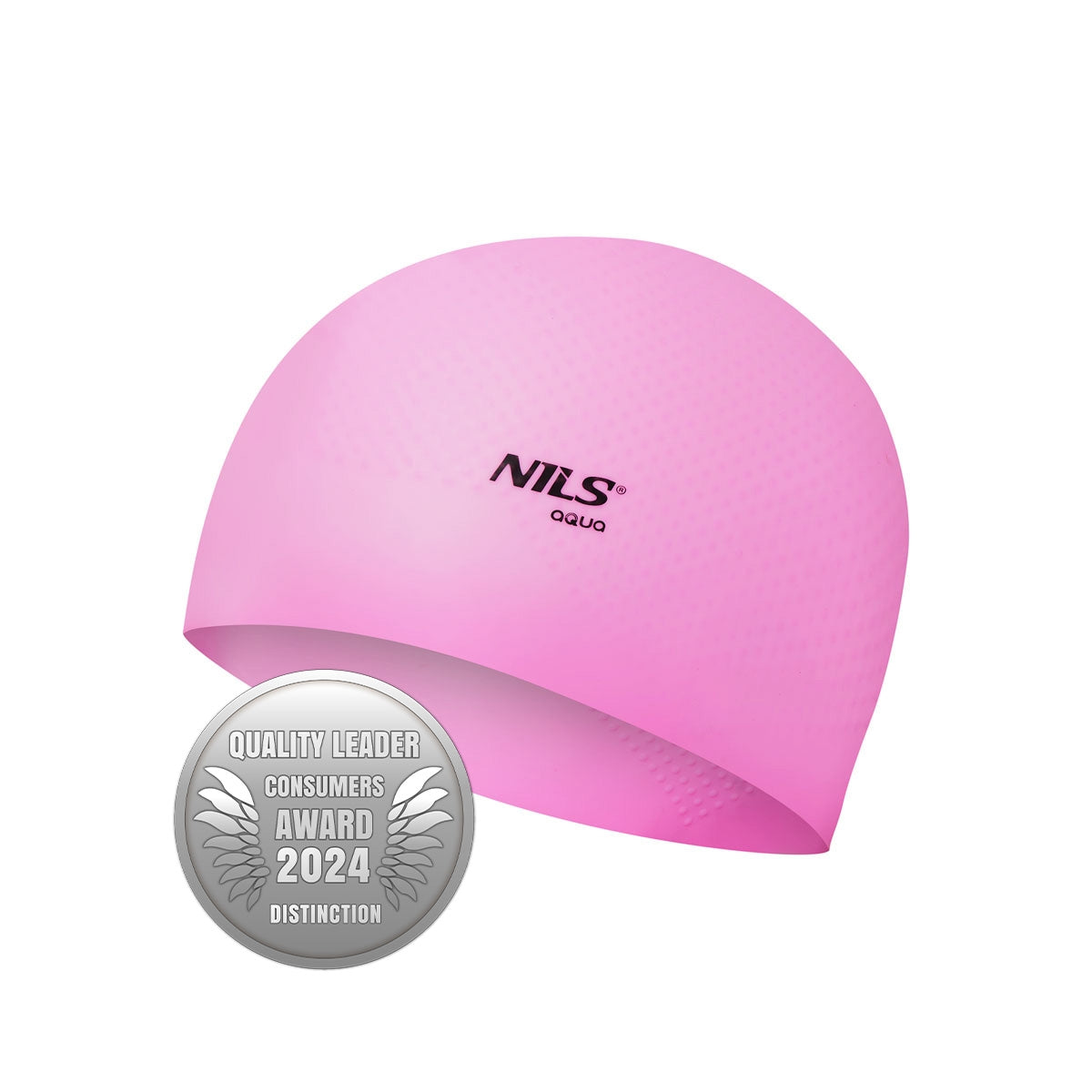 Pink Silicone Swimming Cap, Solid Color, Dots Design